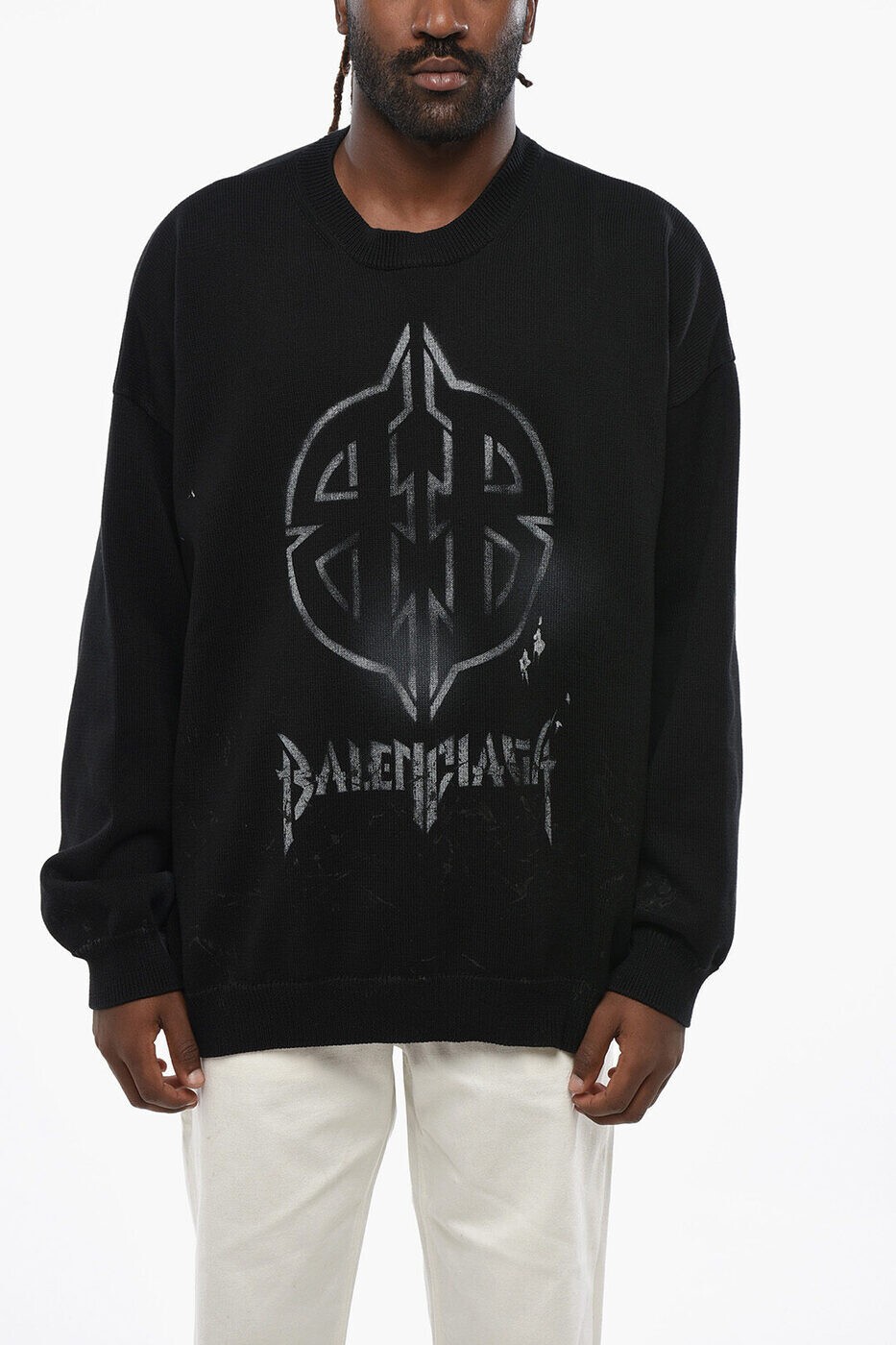 �Х�󥷥��� BALENCIAGA ���롼�ͥå������ѡ� �˥åȥ����� ��� �֥�å� Crew neck jumpers 793662 T3324 107...