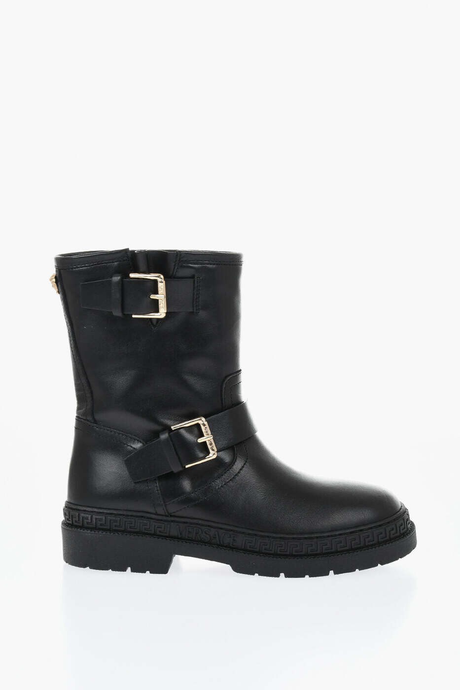 �����륵������ VERSACE �ե�åȥ֡��� �֡��� �����륺 �֥�å� Flat boots 1012281 1A00138 1B00V ���� ����̵�� dk