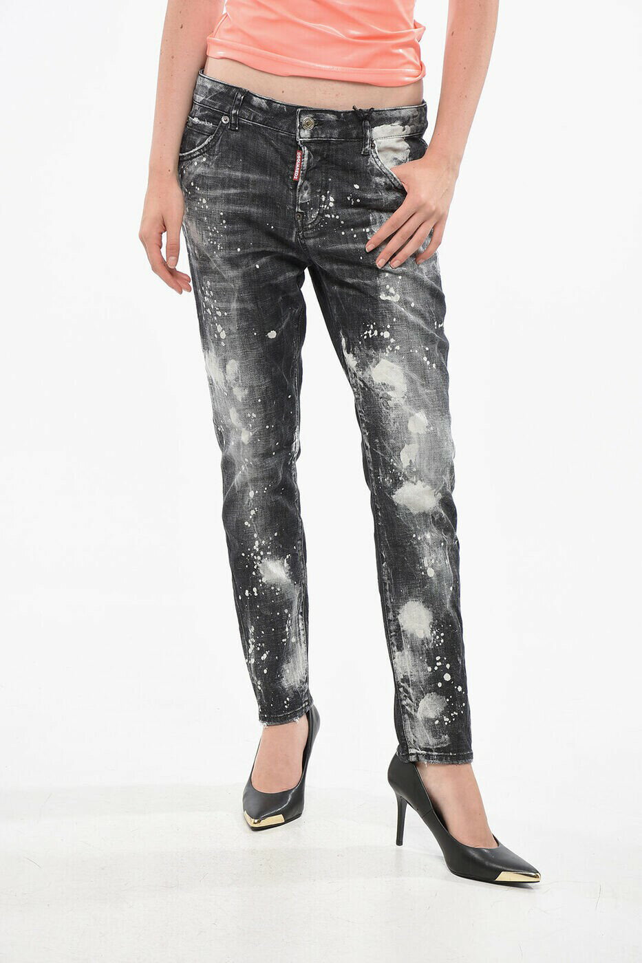 ディースクエアード DSQUARED2 レギュラーフィットジーンズ デニム レディース グレー Regular fit jea..