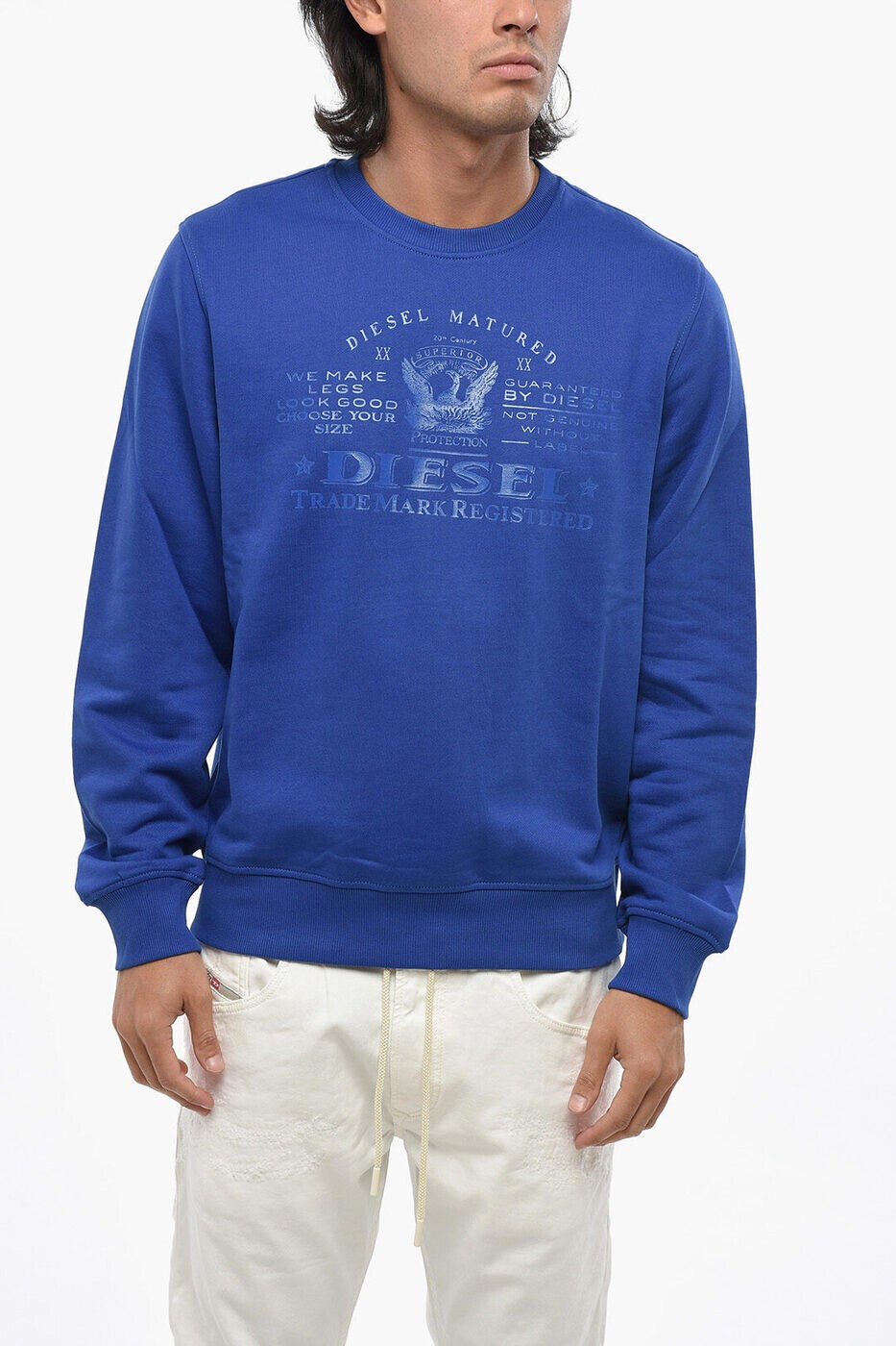 ディーゼル DIESEL クルーネックスウェットシャツ トレーナー メンズ ブルー Crew neck sweatshirts A1..