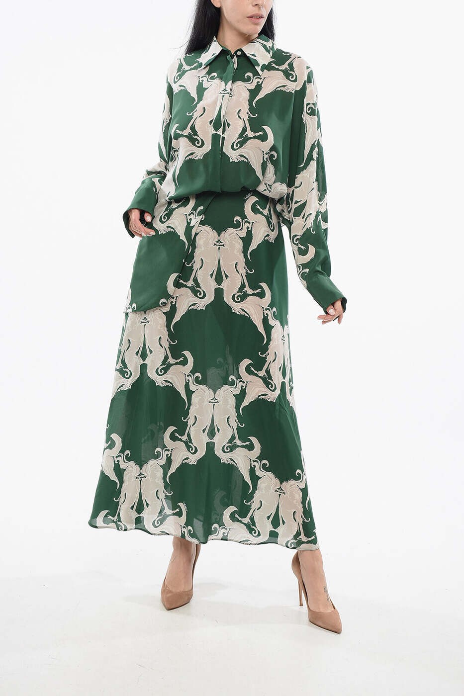 バレンチノ VALENTINO ロングドレス ドレス レディース グリーン Long dresses 4B0VA8778LS YW9 関税 送料無料 2026SS dk