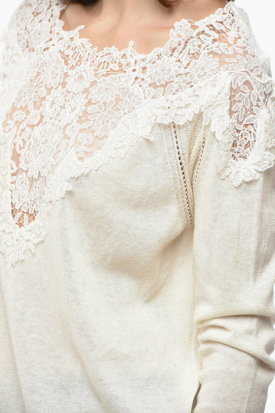 ����ޥ�� ������������� ERMANNO SCERVINO ���롼�ͥå������ѡ� �˥åȥ����� ��ǥ����� �ۥ磻�� Crew neck jumpers D455M313APHMZ 10602 ���� ����̵�� ��åԥ�̵�� 2026AW dk