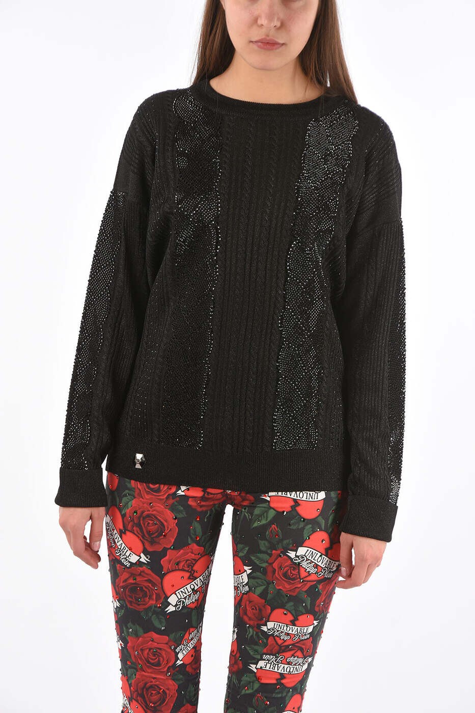 フィリッププレイン PHILIPP PLEIN クルーネックジャンパー ニットウェア レディース ブラック Crew neck jumpers A18C WKO0162 PKN002N 02 関税 送料無料 2026AW dk