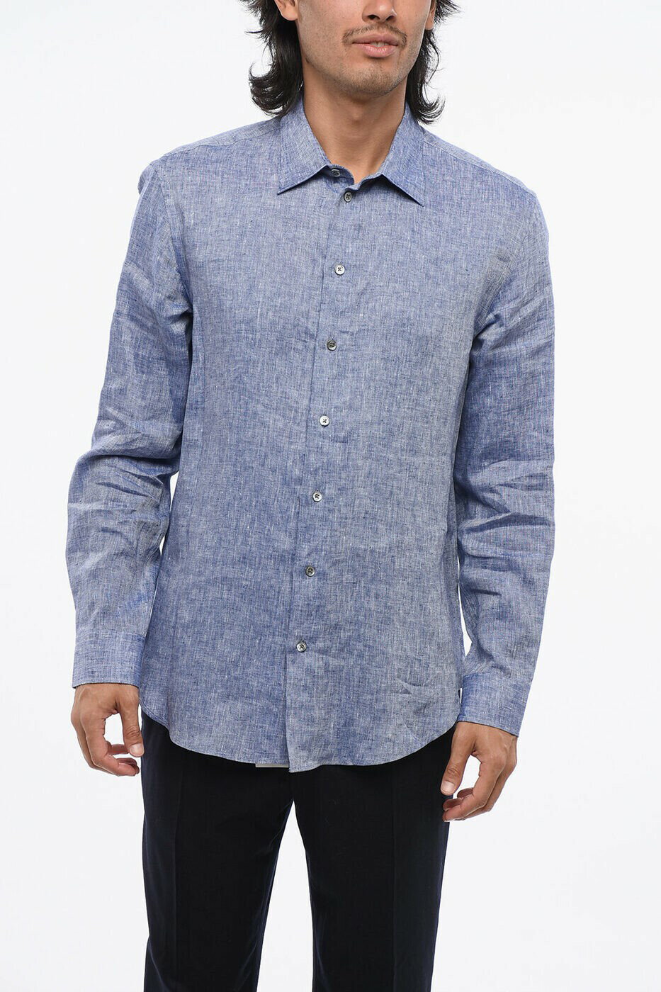 楽天BRANDSHOP・クラージュ楽天市場店エンポリオ アルマーニ EMPORIO ARMANI シャツ メンズ ブルー Casual shirts D41SM0 D10F9 919 関税 送料無料 ラッピング無料 2025AW dk