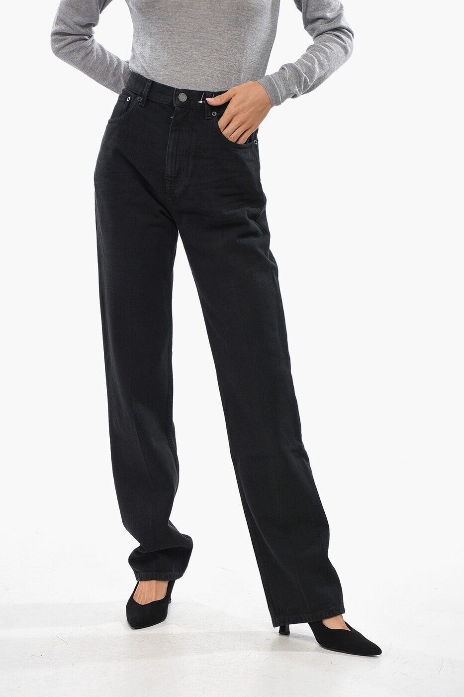 イヴ サンローラン SAINT LAURENT PARIS レギュラーフィットジーンズ デニム レディース ブラック Regular fit jeans 795350 Y16PG 1290 関税 送料無料 ラッピング無料 2025AW dk