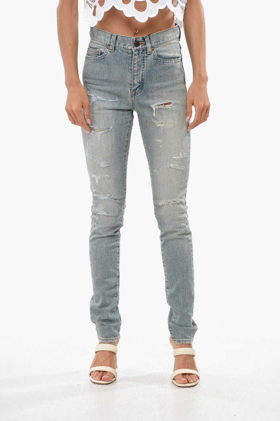 ���� ���������� SAINT LAURENT PARIS �쥮��顼�ե��åȥ����� �ǥ˥� ��ǥ����� �֥롼 Regular fit jeans 421236 Y806K 4164 ���� ����̵�� ��åԥ�̵�� 2025AW dk