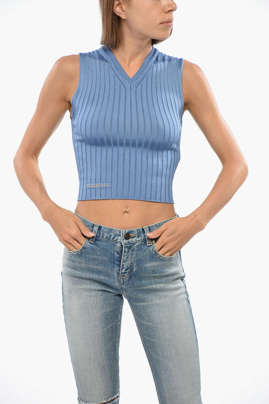 �ޥ�� MARNI �������� �˥åȥ����� ��ǥ����� �֥롼 Knitwear CVMD0121A0UFV222 00B37 ���� ����̵�� ��åԥ�̵�� ...