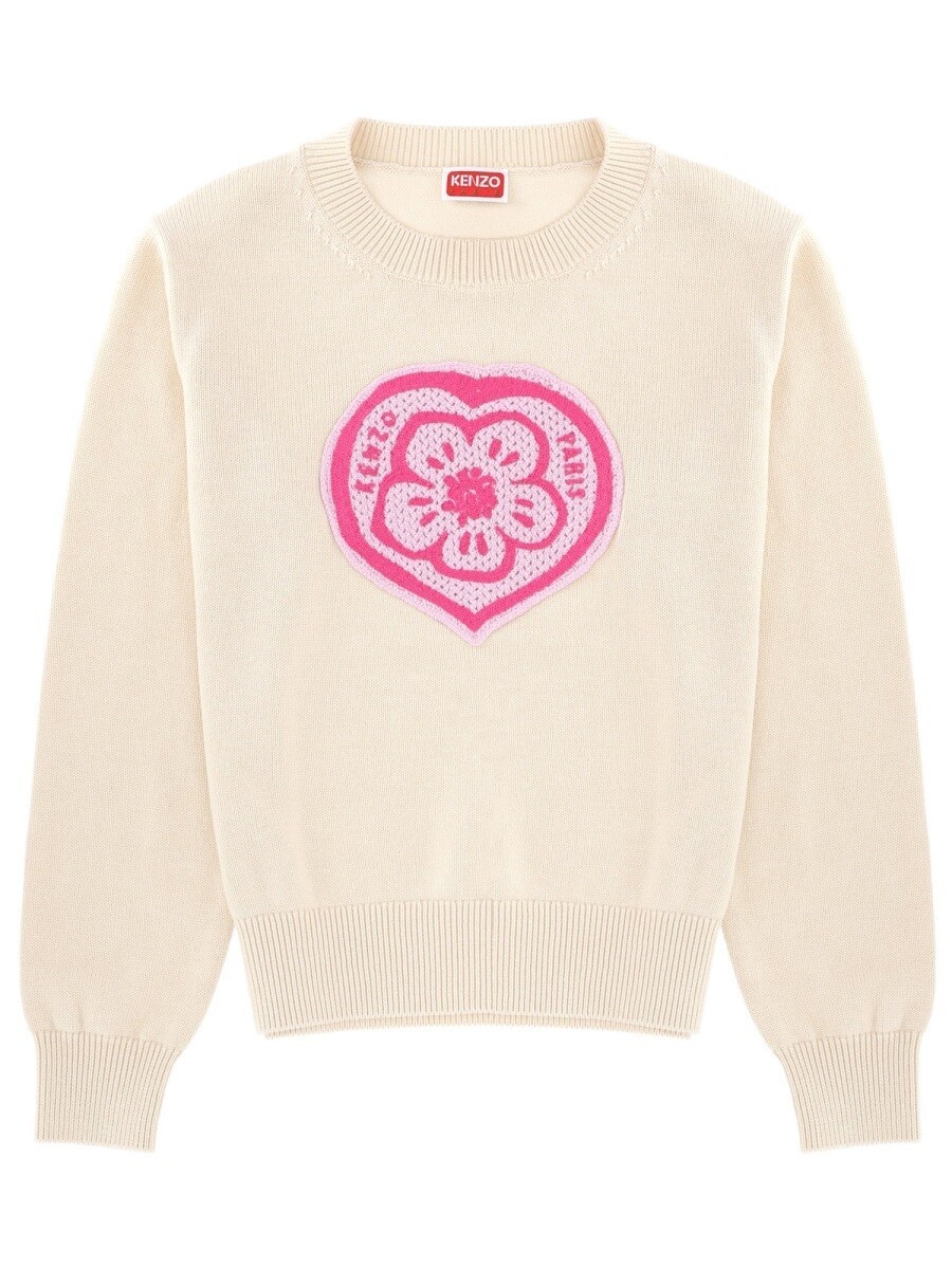 KENZO(ケンゾー) 長袖セーター サイズTaille レディース美品  - オレンジ×ピンク×マルチ Vネック/ニット KENZO(ケンゾー) 長袖セーター サイズTaille レディース美品