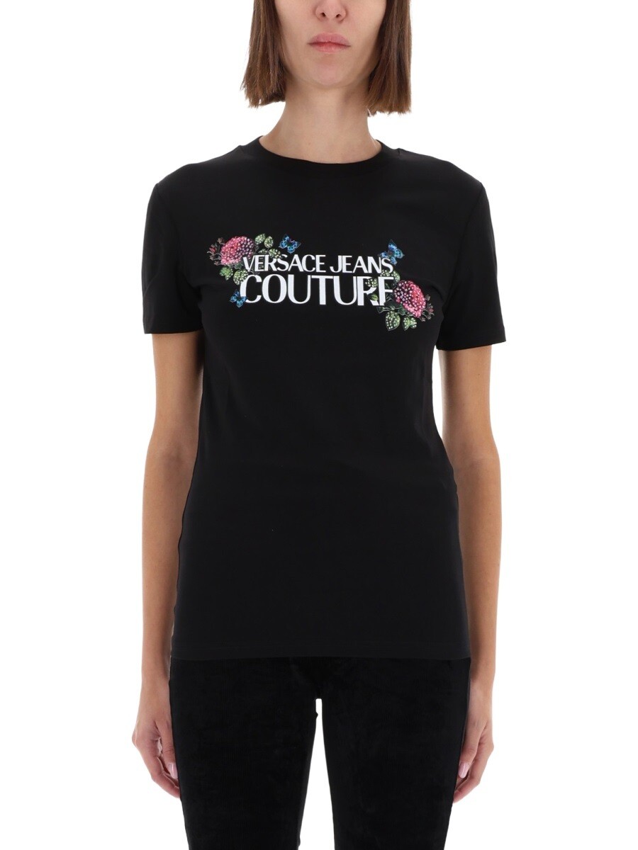 ヴェルサーチェ・ジーンズ・クチュール VERSACE JEANS COUTURE ポロシャツ Tシャツ レディース ブラック T-shirts and polo shirts 363311 関税 送料無料 2025AW el
