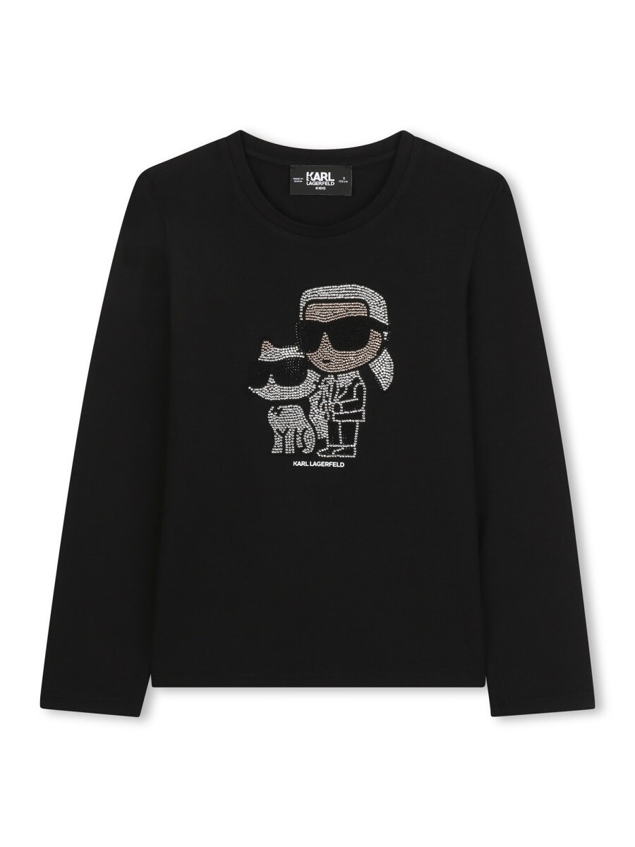 Rakuten - カール ラガーフェルド KARL LAGERFELD ロングスリーブTシャツ Tシャツ ガールズ ブラック Long sleeve t-shirts 369144 関税 送料無料 2025AW el