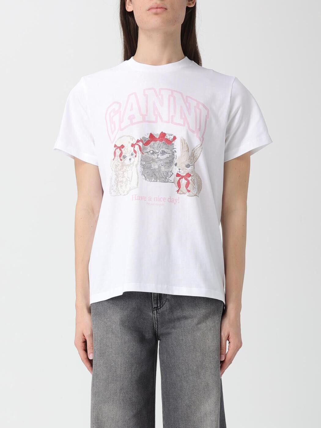 ガニー GANNI ポロシャツ Tシャツ レディース ホワイト T-shirts and polo shirts A1050029 White 関税 送料無料 2026SS gi
