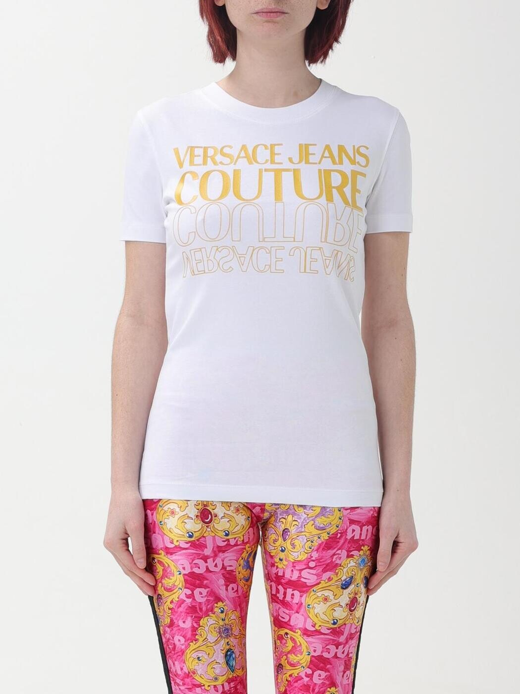 ヴェルサーチェ・ジーンズ・クチュール VERSACE JEANS COUTURE ポロシャツ Tシャツ レディース ホワイト T-shirts and polo shirts 76HAHC00CJ02C White 関税 送料無料 2024SS gi
