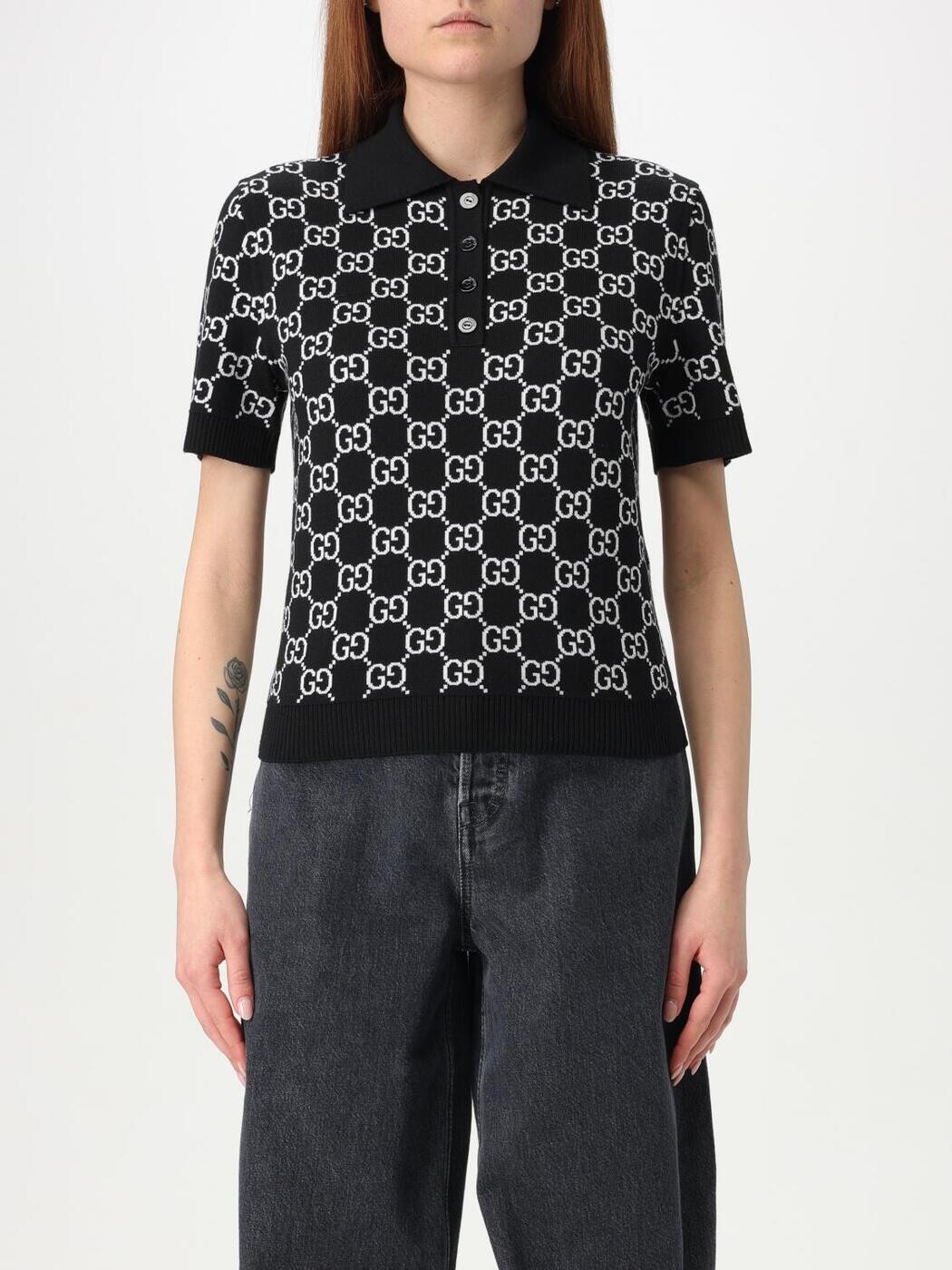 グッチ GUCCI ポロシャツ レディース ブラック Polo 814273XKEJP 関税 送料無料 2025AW gi