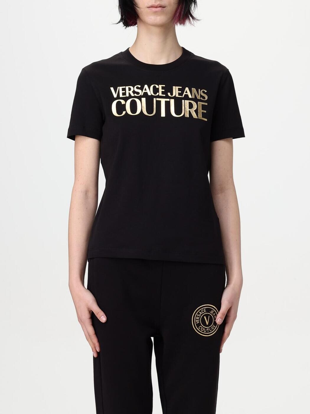 ヴェルサーチェ・ジーンズ・クチュール VERSACE JEANS COUTURE ポロシャツ Tシャツ レディース ブラック T-shirts and polo shirts 78HAHT01CJ00T Black 関税 送料無料 2025SS gi courage-store-21669253 BRANDSHOP「il Tesoro」 パッケージ画像