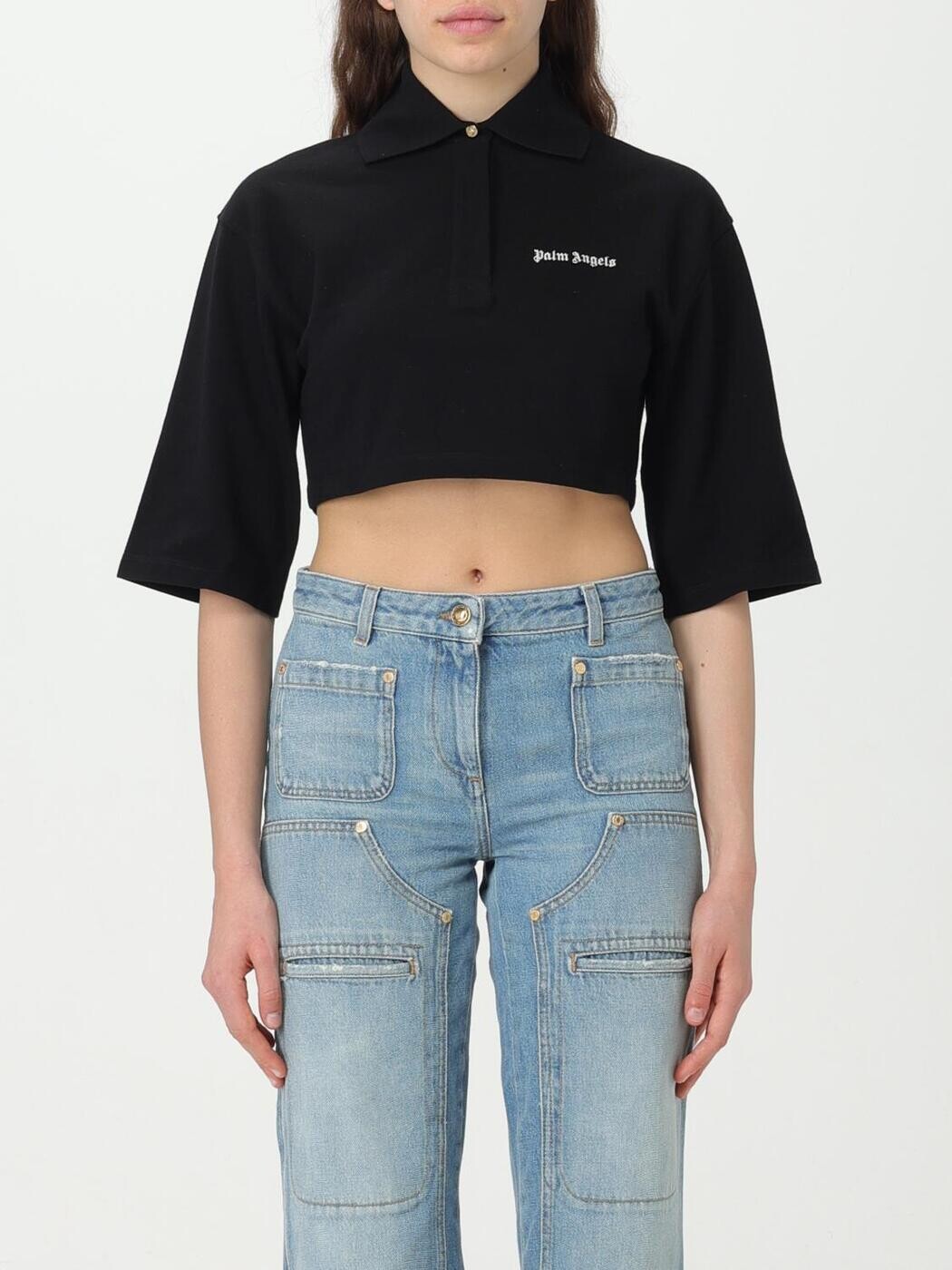 パーム エンジェルス PALM ANGELS ポロシャツ レディース ブラック Polo PWGB012S24FAB003 Black 関税 送料無料 ラッピング無料 2025AW gi