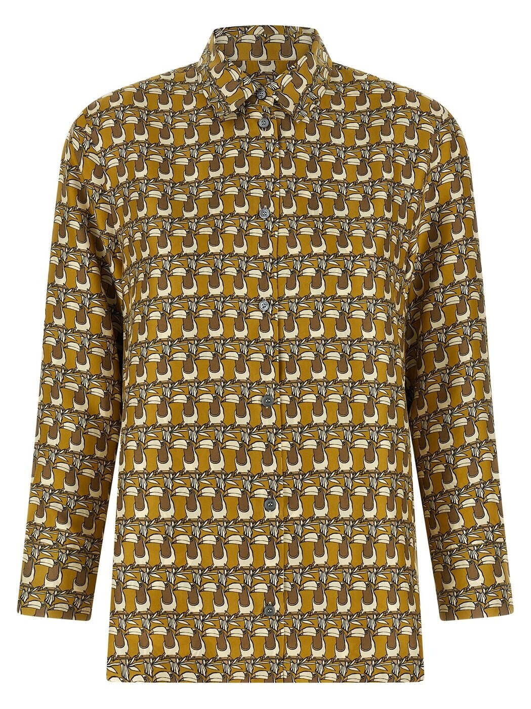 Max Mara シルク動物柄シャツ マックスマーラ MAX MARA イタリア製 SILK 100% L/S シルク シャツ