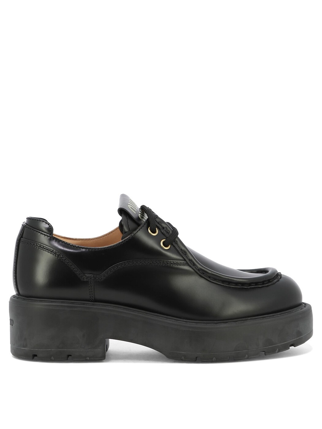 ߥ奦 ߥ奦 MIU MIU ե ǥ ֥å Loafers Leather lace-up loafers 5E964DB4LF0002 ...