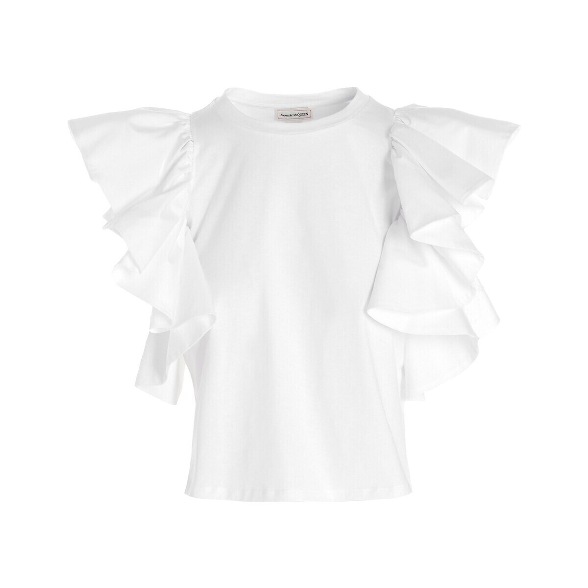 ALEXANDER MCQUEEN/アレキサンダー マックイーン White Gathered cotton top レディース 春夏2021 646792QLAAA9000 ju
