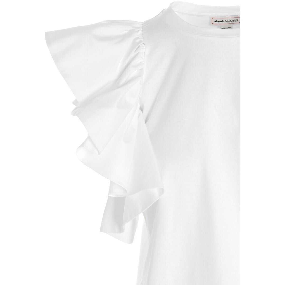 ALEXANDER MCQUEEN/アレキサンダー マックイーン White Gathered cotton top レディース 春夏2021 646792QLAAA9000 ju