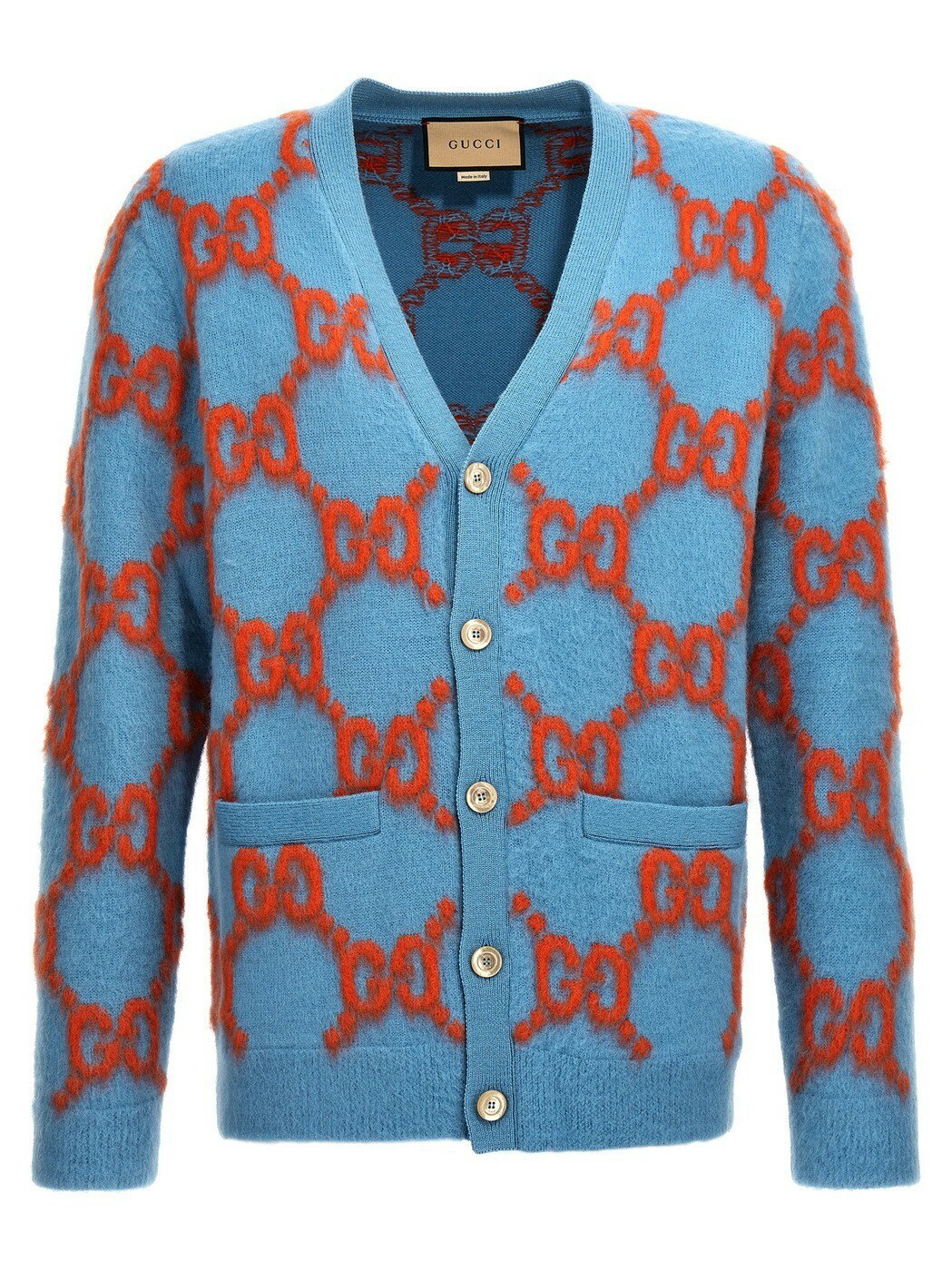 GUCCI グッチ ブルー Light Blue Logo cardigan ニットウェア メンズ 春夏2024 764738XKDPB4001 【関税・送料無料】【ラッピング無料】 ju