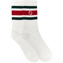 【15,000円以上ご購入で1,000円OFF！】 GUCCI グッチ ホワイト White Nastro Web logo socks ソックス メンズ 秋冬2023 7507054GADU6566 【関税・送料無料】【ラッピング無料】 ju