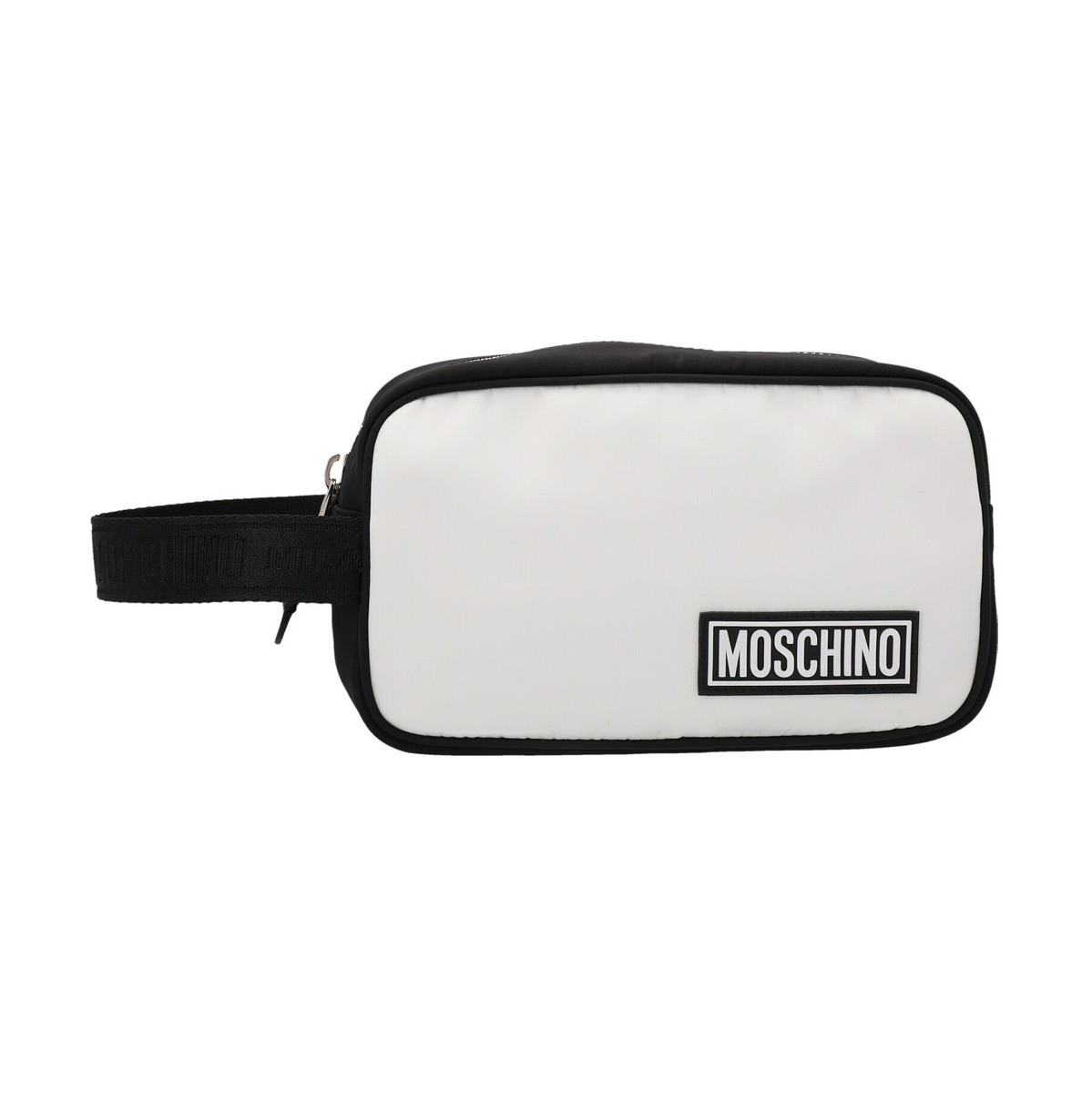 MOSCHINO モスキーノ White/Black 'Washbag Label’ beauty case クラッチバッグ メンズ 秋冬2022 A841382041555 【関税・送料無料】【ラッピング無料】 ju