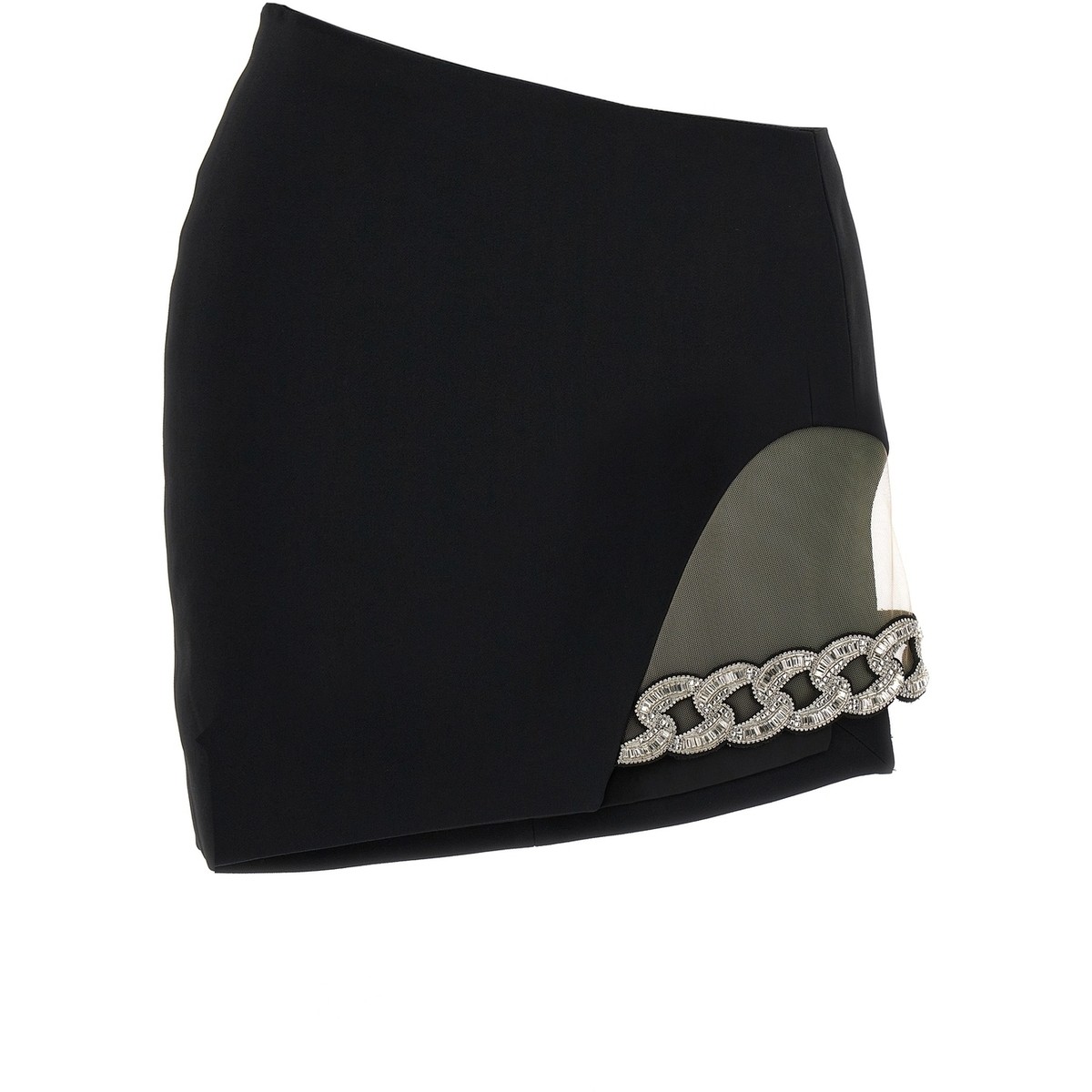 DAVID KOMA ֥å Black '3D Crystal Chain Mini' skirt  ǥ 2023 PF23DK11SBLACKSILVER ڴǡ̵ۡڥåԥ̵ ju