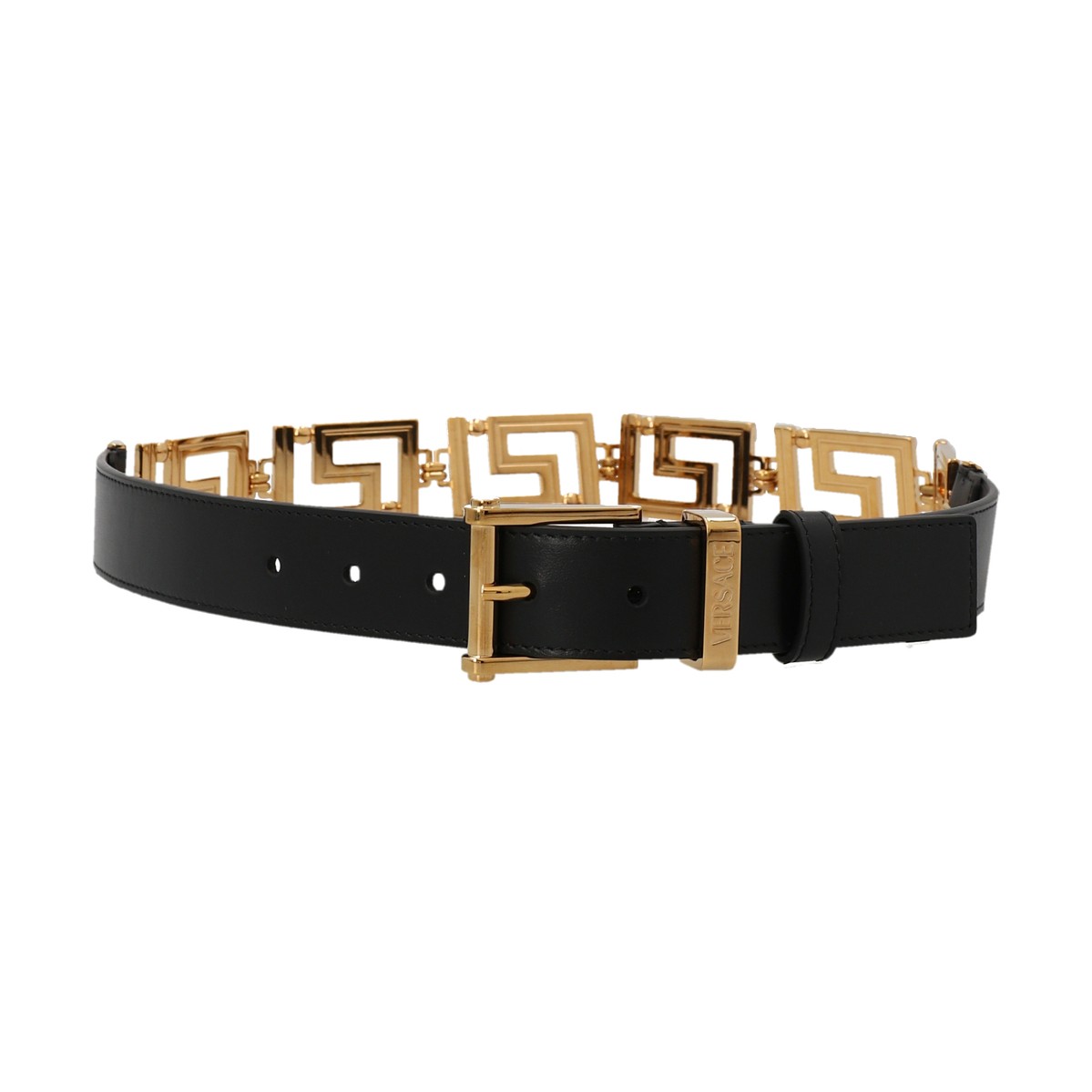 ヴェルサーチェ ベルト（レディース） 【本日5の付く日ポイント4倍!】 VERSACE ヴェルサーチ ブラック Black 'Logo Chain' belt ベルト レディース 秋冬2022 1007417DV3T1B00V 【関税・送料無料】【ラッピング無料】 ju