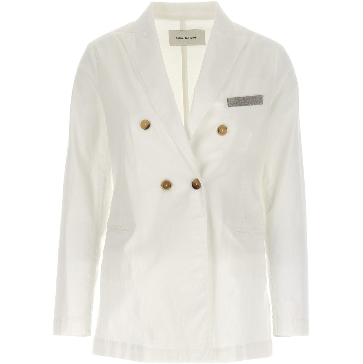 【土日限定クーポン配布中！】 FABIANA FILIPPI ファビアナ フィリッピ ホワイト White Jewel detail blazer ジャケット レディース 春夏2023 GCD273W247H38121 【関税・送料無料】【ラッピング無料】 ju