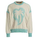 PALM ANGELS パーム エンジェルス ホワイト White 039 Sprayed Palm Fishermans 039 sweater ニットウェア メンズ 春夏2023 PMHE007S23KNI00403400340 【関税 送料無料】【ラッピング無料】 ju