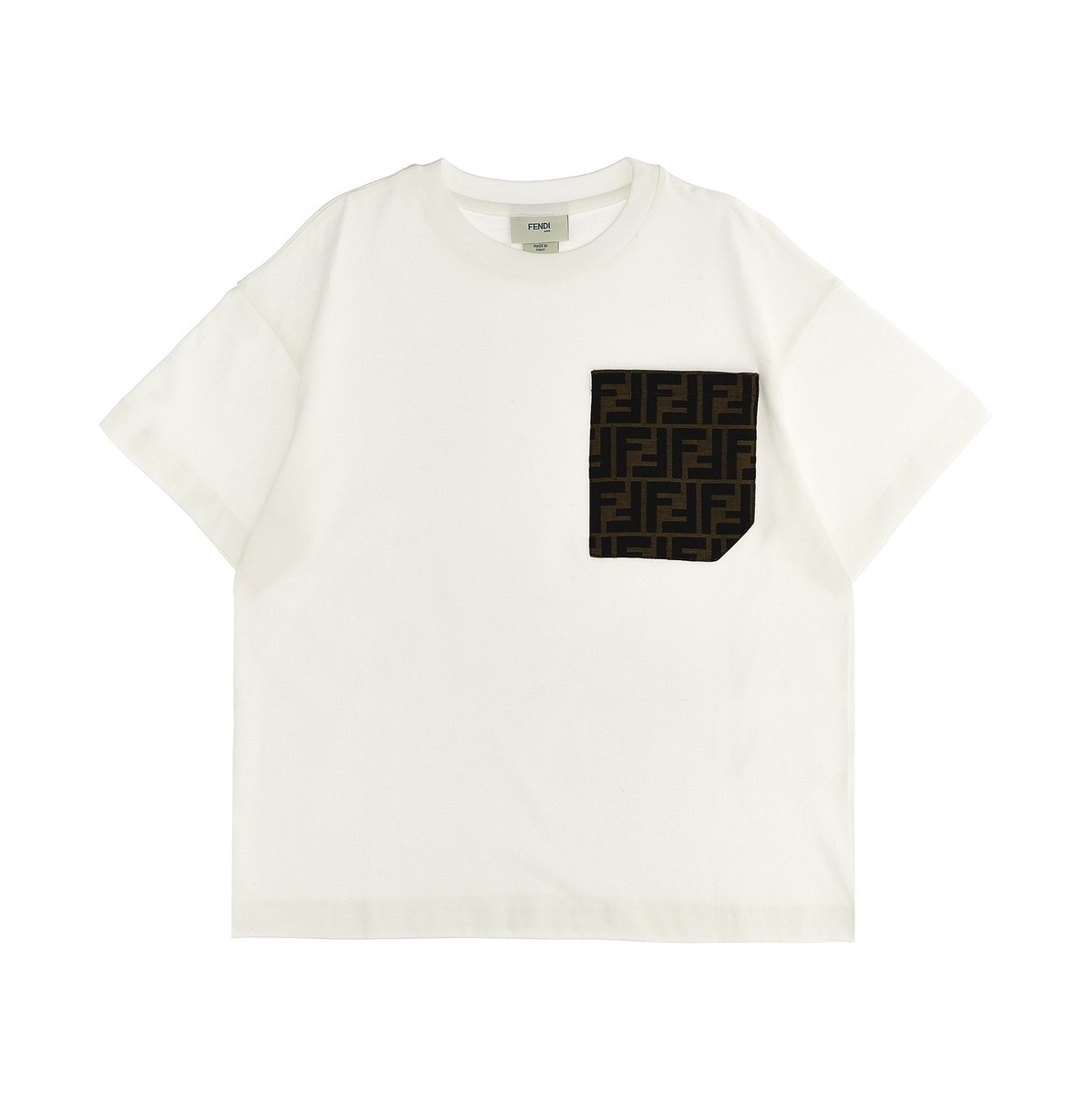 FENDI FENDI ホワイト White Jacquard pocket t-shirt Tシャツ ボーイズ 秋冬2023 JUI1507AJF0TU9 【関税・送料無料】【ラッピング無料】 ju