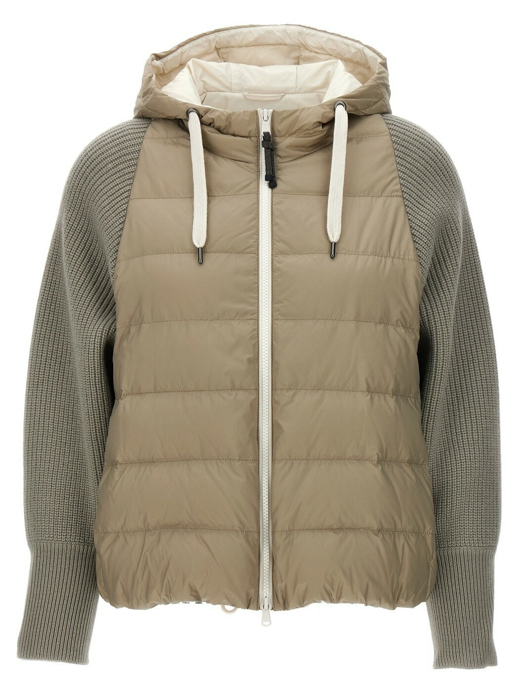 BRUNELLO CUCINELLI ブルネロクチネリ グレー Gray Hooded down jacket with 'Solomeo' inserts ジャケ..