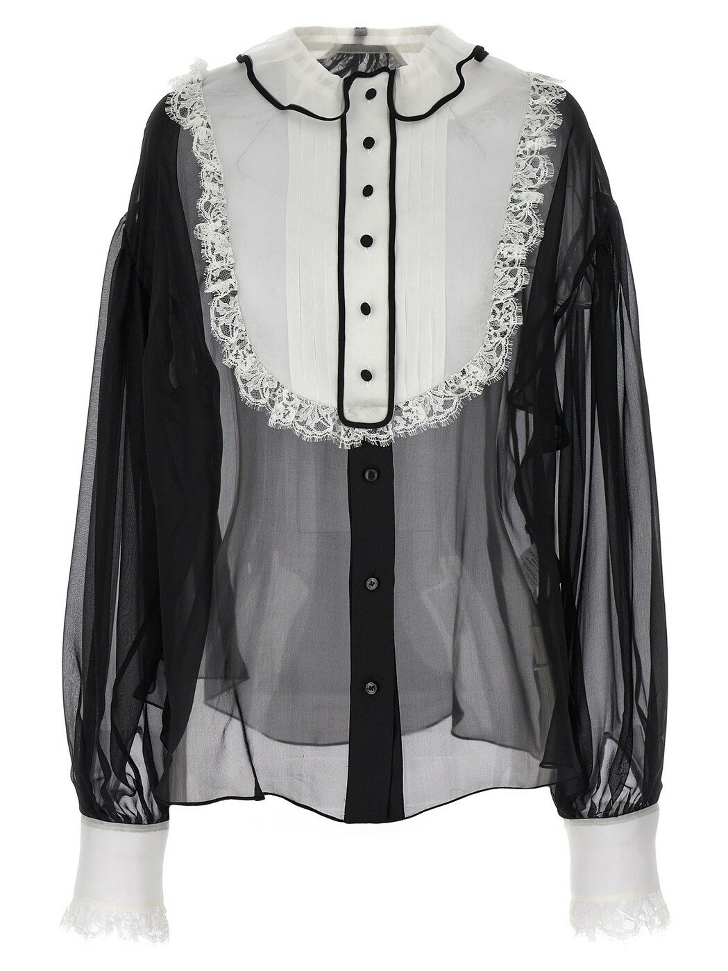 DOLCE&GABBANA ドルチェ&ガッバーナ ホワイト White/Black Contrast plastron shirt シャツ レディース 春夏2024 F5S17TFU1ATN0000 【関税・送料無料】【ラッピング無料】 ju