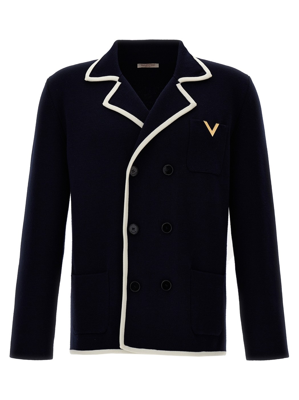 VALENTINO GARAVANI ヴァレンティノ ガラヴァーニ ブルー Blue Valentino 'V Detail' cardigan ニットウェア メンズ 春夏2024 4V3KA03J9WU671 【関税・送料無料】【ラッピング無料】 ju