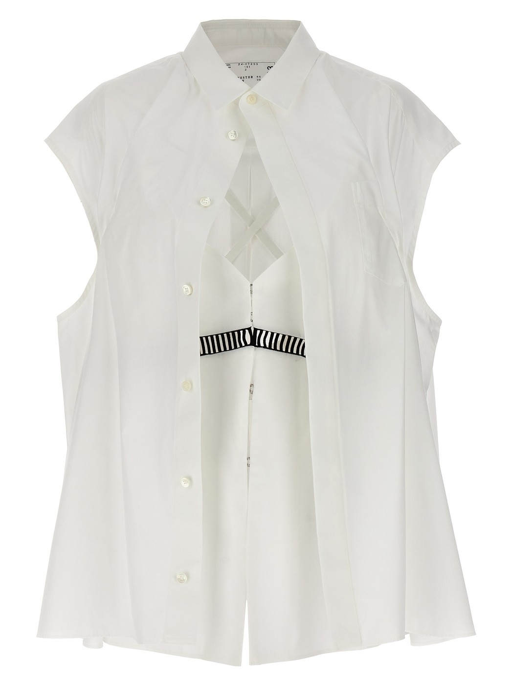 【土日限定クーポン配布中！】 SACAI サカイ ホワイト White Overlay shirt シャツ レディース 春夏2024 2407253151 【関税・送料無料】【ラッピング無料】 ju