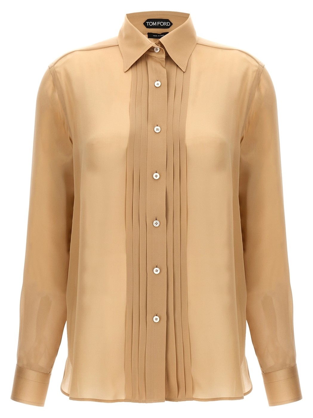 【土日限定クーポン配布中！】 TOM FORD トム フォード ベージュ Beige Pleated plastron shirt シャツ レディース 春夏2024 CA3269FAX1190JB569 【関税・送料無料】【ラッピング無料】 ju