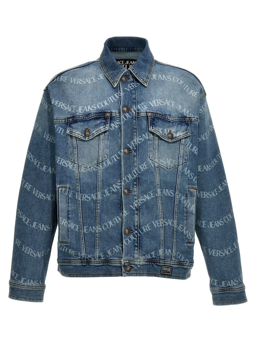 VERSACE JEANS COUTURE ヴェルサーチ ジーンズ クチュール ブルー Light Blue Logo print denim jacket ジャケット メンズ 春夏2024 76GAS400DW009L29904 【関税・送料無料】【ラッピング無料…