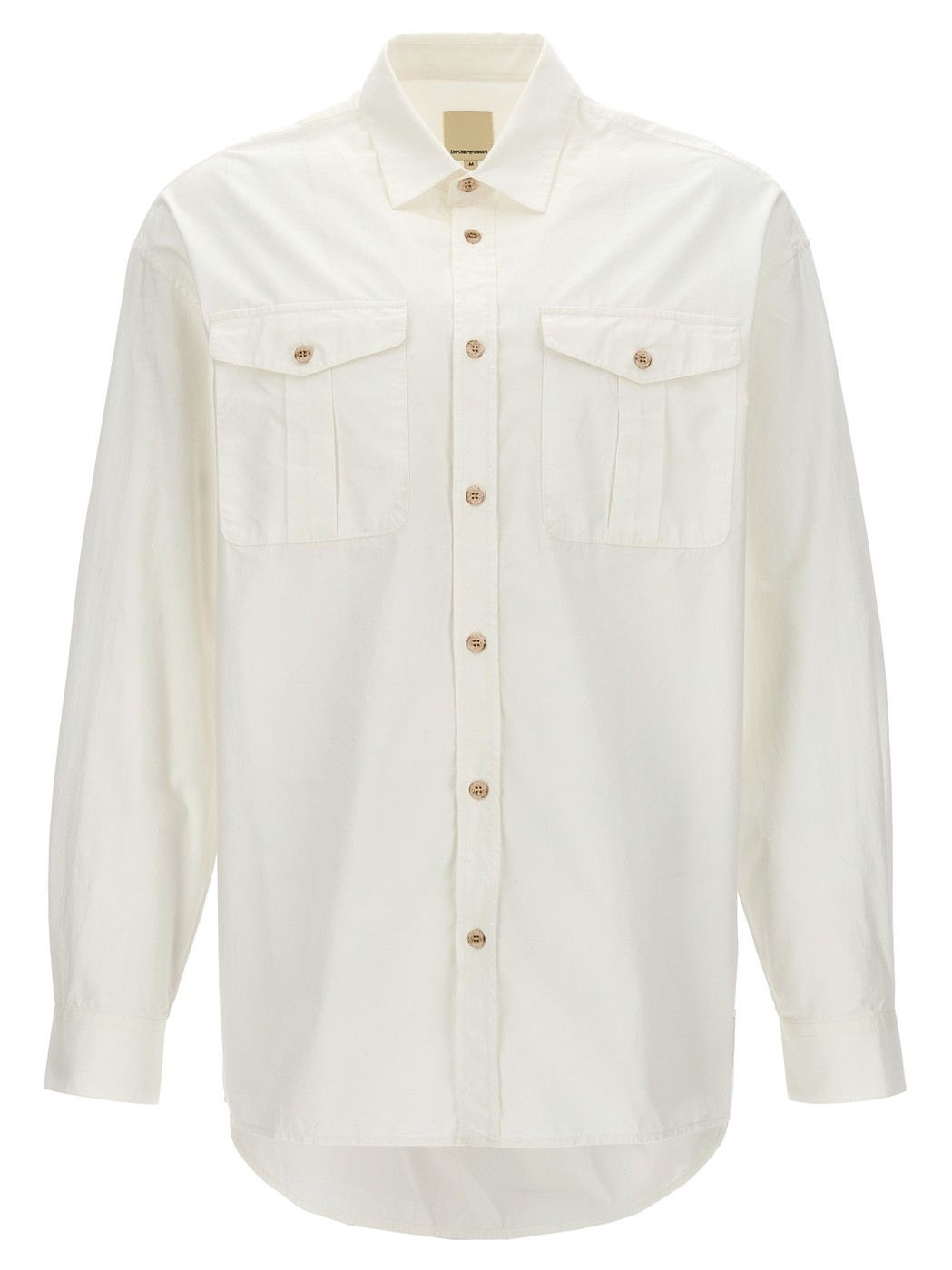 【土日限定クーポン配布中！】 EMPORIO ARMANI エンポリオ アルマーニ ホワイト White Poplin shirt シャツ メンズ 春夏2024 3D1C7F1K2RZ0101 【関税・送料無料】【ラッピング無料】 ju