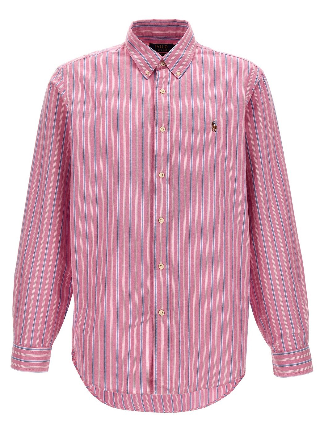 【本日5の付く日ポイント4倍!】 POLO RALPH LAUREN ポロ ラルフ ローレン ピンク Pink Logo embroidery striped shirt シャツ メンズ 春夏2024 710937997004 【関税・送料無料】【ラッピング無料】 ju