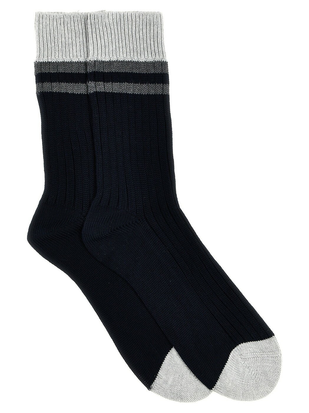 BRUNELLO CUCINELLI ブルネロ クチネリ ブルー Blue Striped cotton socks ソックス メンズ 春夏2024 MCS93551CVV46 【関税・送料無料】【ラッピング無料】 ju