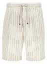 ブルネロ・クチネリ 【15,000円以上1,000円OFF!!】 BRUNELLO CUCINELLI ブルネロ クチネリ ホワイト White/Black Pinstripe bermuda shorts ショーツ メンズ 春夏2024 MB401U0020C003 【関税・送料無料】【ラッピング無料】 ju