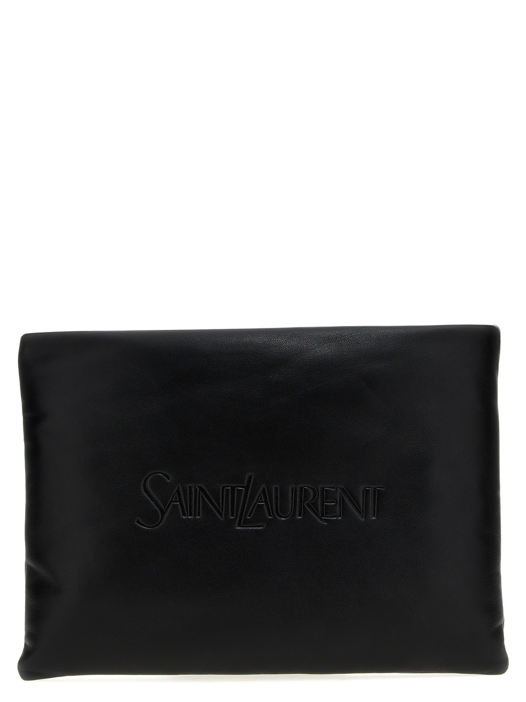 【本日5の付く日ポイント4倍!】 SAINT LAURENT PARIS イヴ サンローラン ブラック Black Logo padded clutch bag クラッチバッグ メンズ 春夏2024 779512AADA11000 【関税・送料無料】【ラッピング無料】 ju