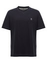 【本日ポイント4倍!!】 ブルネロ クチネリ BRUNELLO CUCINELLI Tシャツ メンズ ブルー T-shirts Logo embroidery t-shirt M0B131328GCW361 Blue 関税 送料無料 ラッピング無料 2024AW ju