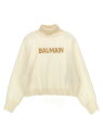 【本日ポイント4倍!!】 バルマン BALMAIN セーター カーディガン ベビーガールズ ホワイト Sweater, cardigans Glitter logo sweater BV9B20W0023102OR White 関税 送料無料 ラッピング無料 2024AW ju