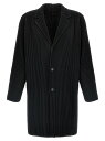 HOMME PLISSE' ISSEY MIYAKE トレンチ コート メンズ ブラック Coats and Trench Single-breasted pleated coat HP48JD40215 Black 関税 送料無料 ラッピング無料 2024AW ju