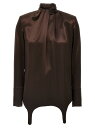 【本日ポイント4倍!!】 イヴ サンローラン SAINT LAURENT PARIS シャツ レディース ブラウン Shirts Garter blouse 810182Y001W2568 Brown 関税 送料無料 ラッピング無料 2024AW ju