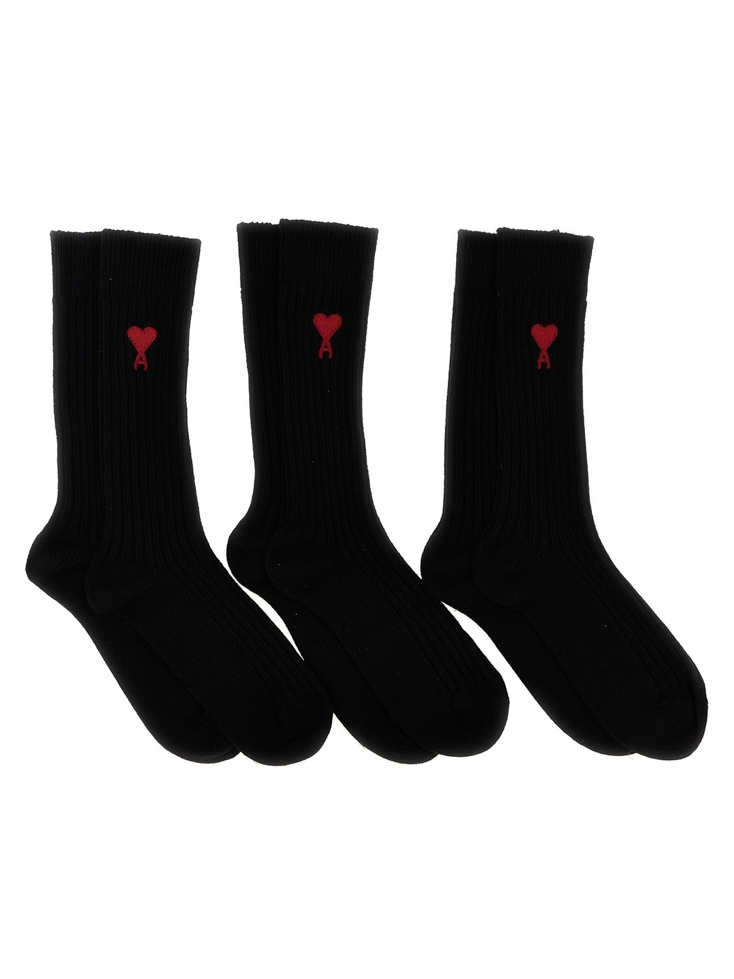 【本日ポイント4倍!!】 アミ パリス AMI PARIS 靴下 ソックス メンズ ブラック Socks 3-pack logo embroidery socks USC003379001 Black 関税 送料無料 ラッピング無料 2023AW ju