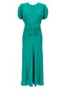 【本日ポイント4倍!!】 ヴィクトリアベッカム VICTORIA BECKHAM ワンピース ドレス レディース グリーン Dresses 'Gathered Waist Midi' dress 1125WDR005227APEACOCK Green 関税 送料無料 ラッピング無料 2025SS ju