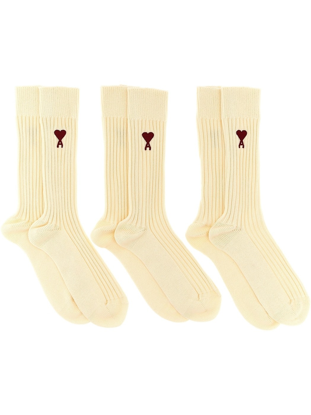 ݥȺ4!!  ѥꥹ AMI PARIS  å ǥ ۥ磻 Socks 3-pack logo e...