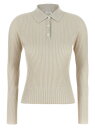 【本日ポイント4倍!!】 ペゼリコ PESERICO ポロシャツ レディース ベージュ Polo Lurex ribbed polo shirt A99344F1809287940 Beige 関税 送料無料 ラッピング無料 2025AW ju
